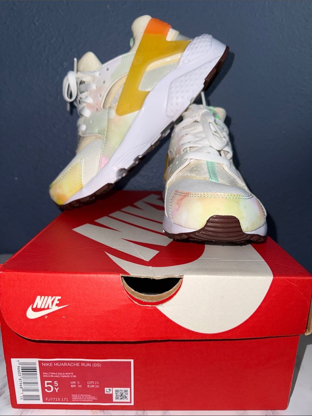 Nike Huarache Kids Multicolor Pastel Tie-Dye Sneakers